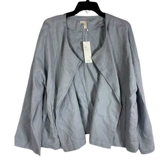 Eileen Fisher Women's Large Heavy Organic Linen Jacket Double Breasted New Tags